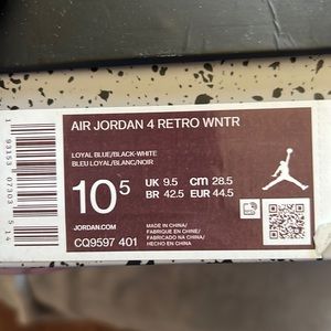 jordan 4 winterized loyal blue 10.5 brand new in box bought off stock x